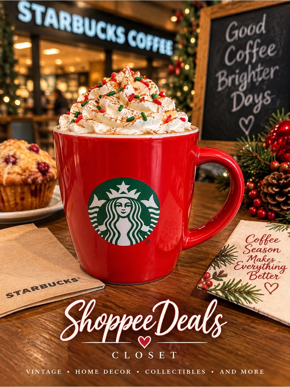 Starbucks Red Ceramic Mug 12 oz Holiday Collection 2021 Siren Logo
